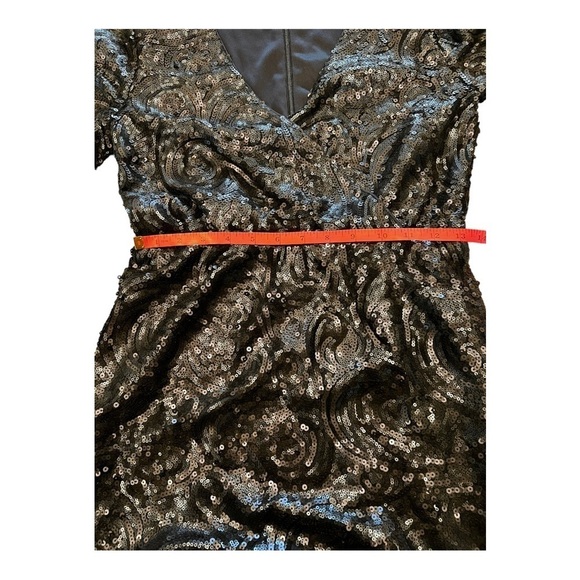 Francesca Women Sequin Dress S Blue Navy Beaded Short Sleeve Party Cocktail - Picture 9 of 12